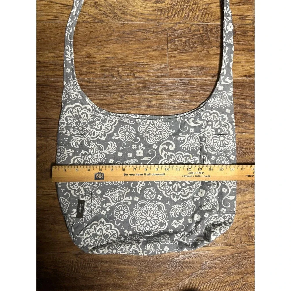 Thirty One Gray Floral and Paisley Reversible Crossbody/Shoulder Hobo Bag